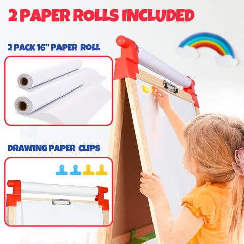 Joyooss Art Easel for Kids, Height Adjustable Standing Wooden Kid Easel,Double-Sided Magnetic Dry Erase Whiteboard & Chalkboard, All-in-One Child's Easel with Bonus 100+ Toddler Painting Art Supplies