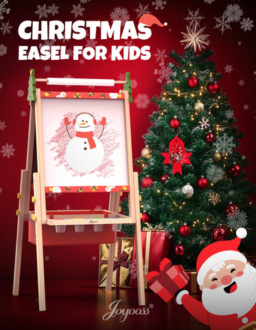 Kids Easel Wooden Double-Sided with Paper Roll Joyooss 135 Christmas