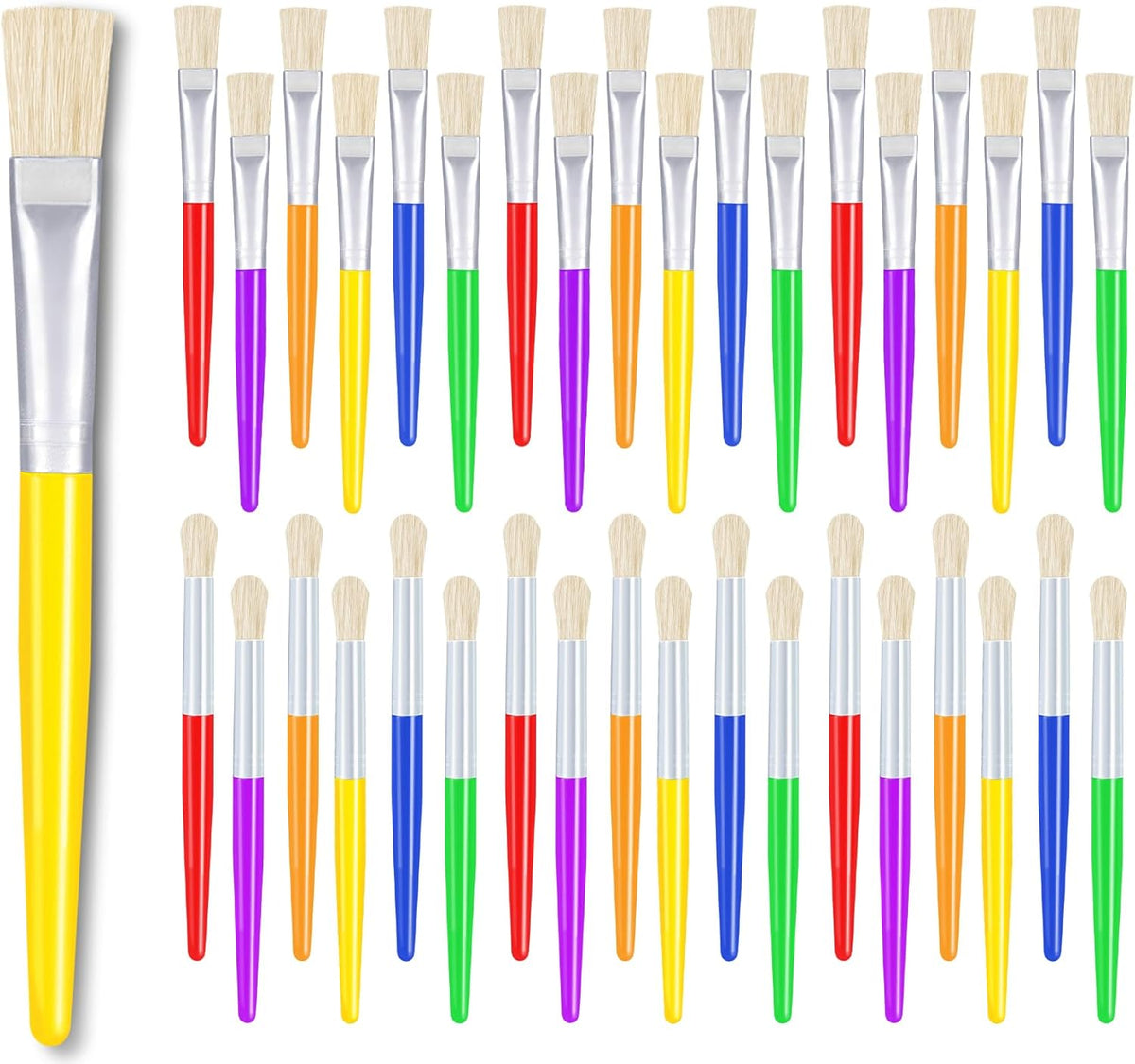 36 Pcs Joyooss Paint Brushes for Kids, Round/Flat Kids Paint Brushes Toddler Paint Brushes Paintbrushes Kids, Kid Paint Brushes Paint Brushes Kids for Paint Brushes for Toddlers 1-3 Art Paint Brushes