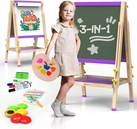 JOYOOSS Easel for Kids Art Easel Kids Easels for Toddlers Easel, Easley for Toddlers Dual-Sided Adjustable Magnetic Easel for Toddlers Easel for 2 Year Old and Toddler Art Easel for Kids Ages 4-8 8-12