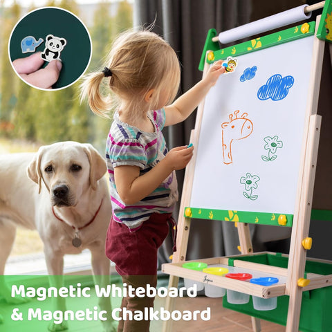 Joyooss Art Easel for Kids, Double Sided with 98+ Accessories Kids Easel Magnetic Board for Kids, Toddler Art Easel & Kids Dry Erase Board Art Easel for Kids Age 4-8 9-12 Outdoor Easel Kids Art Easel