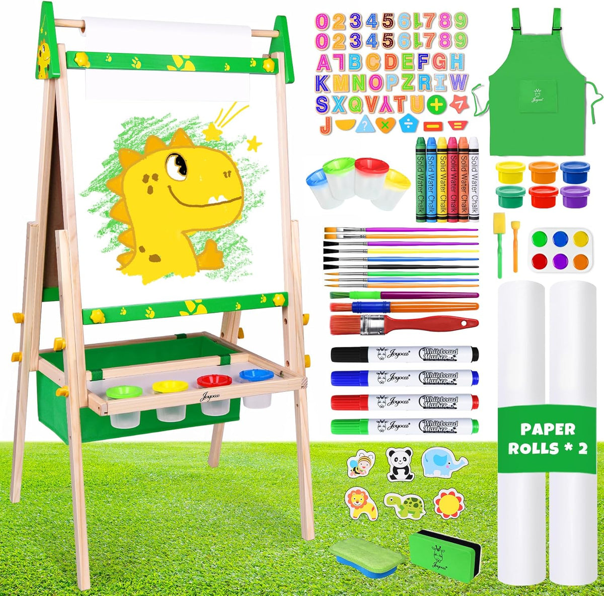 Joyooss Art Easel for Kids, Double Sided with 98+ Accessories Kids Easel Magnetic Board for Kids, Toddler Art Easel & Kids Dry Erase Board Art Easel for Kids Age 4-8 9-12 Outdoor Easel Kids Art Easel