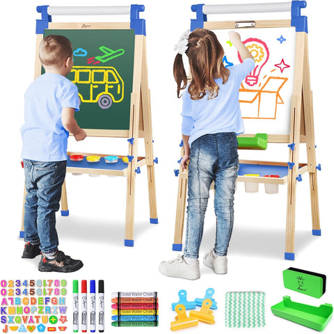 Kids Easel Wooden Double-Sided with Paper Roll Joyooss 126 BLUE