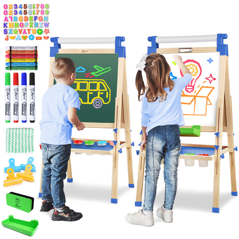 Kids Easel Wooden Double-Sided with Paper Roll Joyooss 126 BLUE