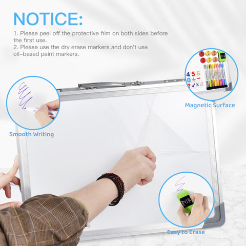 JOYOOSS Magnetic Small Dry Erase Whiteboard, 16 x 12” Foldable Desktop Portable Whiteboard Easel with Magnet Markers Eraser for Home, Office & School