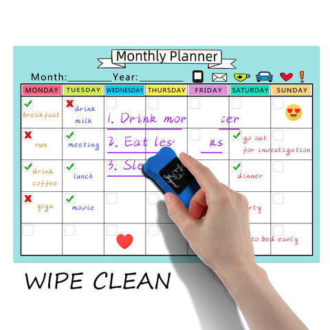 JOYOOSS Magnetic Dry Erase Calendar Whiteboard Sheet Monthly Planner 12 x 17 inch with Markers, Eraser & Magnets