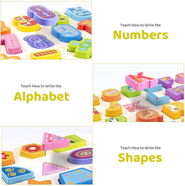 JOYOOSS Kids Wooden Letter Shape Number Puzzle 9Pcs