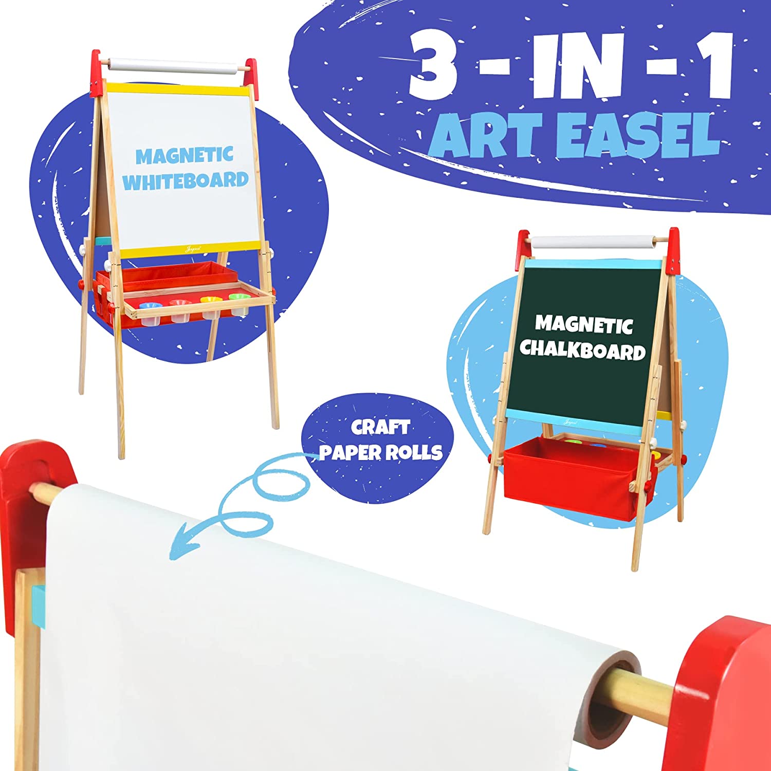 Joyooss Art Easel for Kids, Double Sided Wooden with 98+ Accessories Kids Easel  Drawing Board