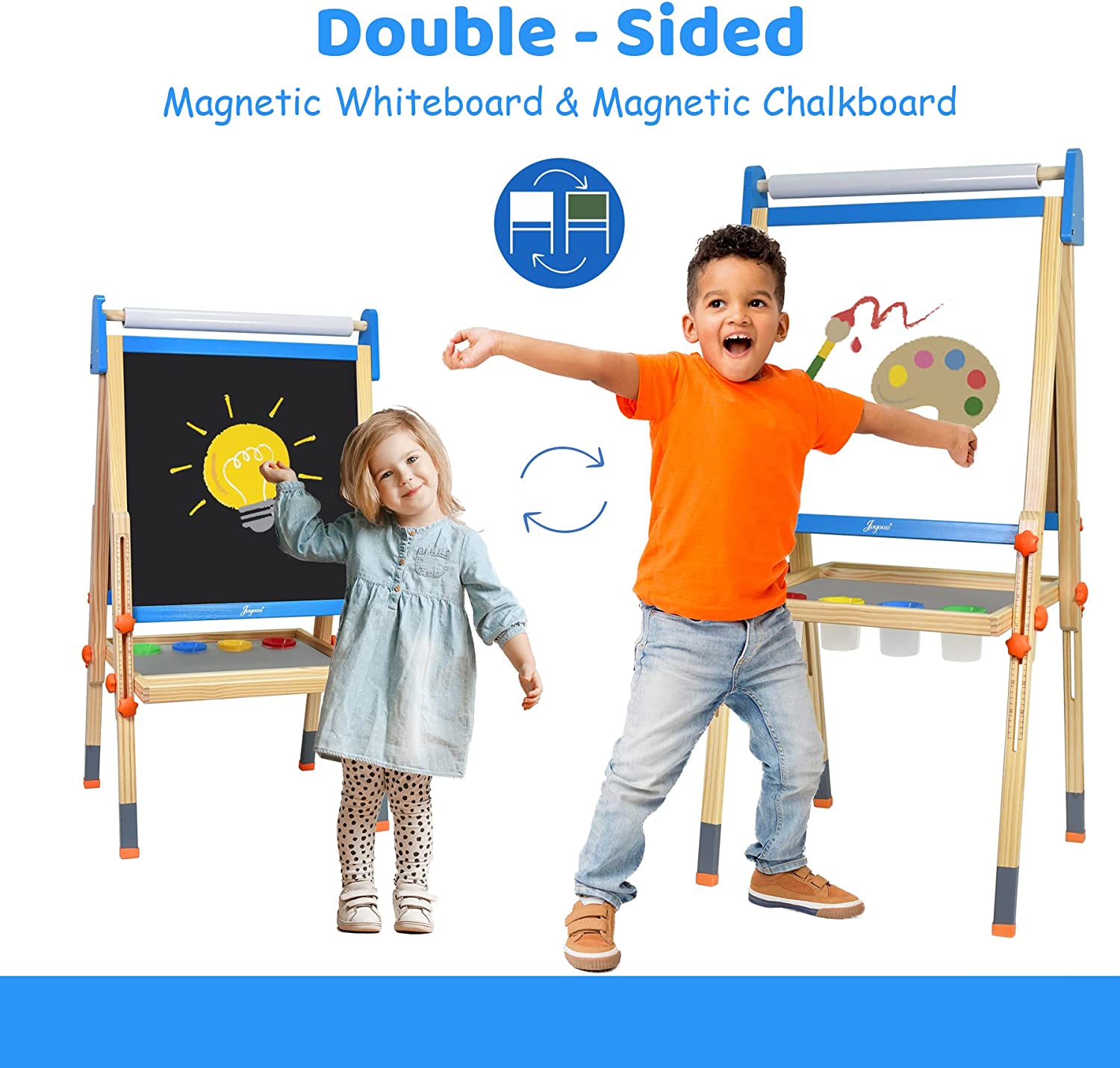 Easel For Kids Wooden Double Sided Standing Chalkboard For Kids