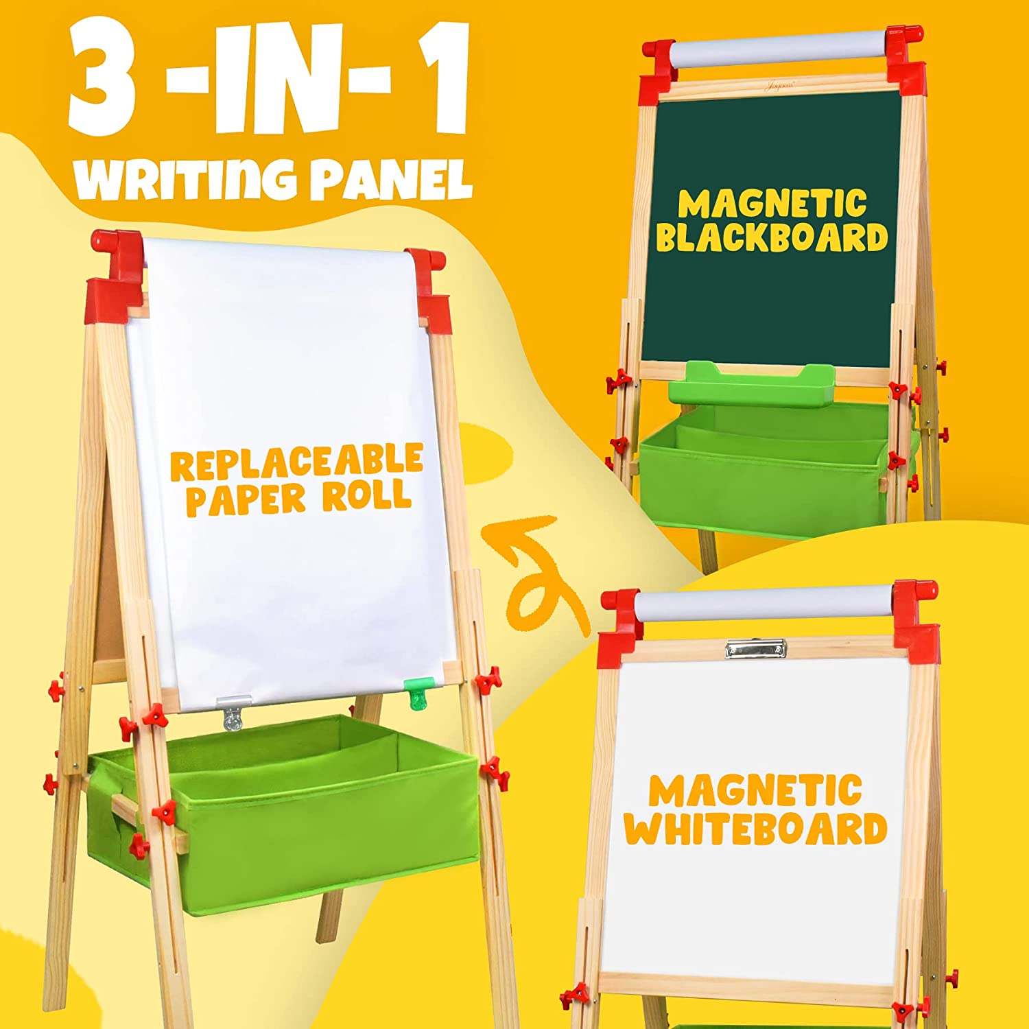 Magnetic Dry Erase Wall Easel with Paper Roll