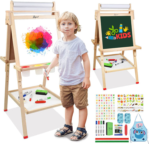 Meeden Easel For Kids, Double-Sided All-In-One Wooden Art Easel, Kids Art  Easel Set With Paper Rolls, Magnetic Easel With Whiteboard & Chalkboard,  Finger Paints, Accessories Easel For Toddlers