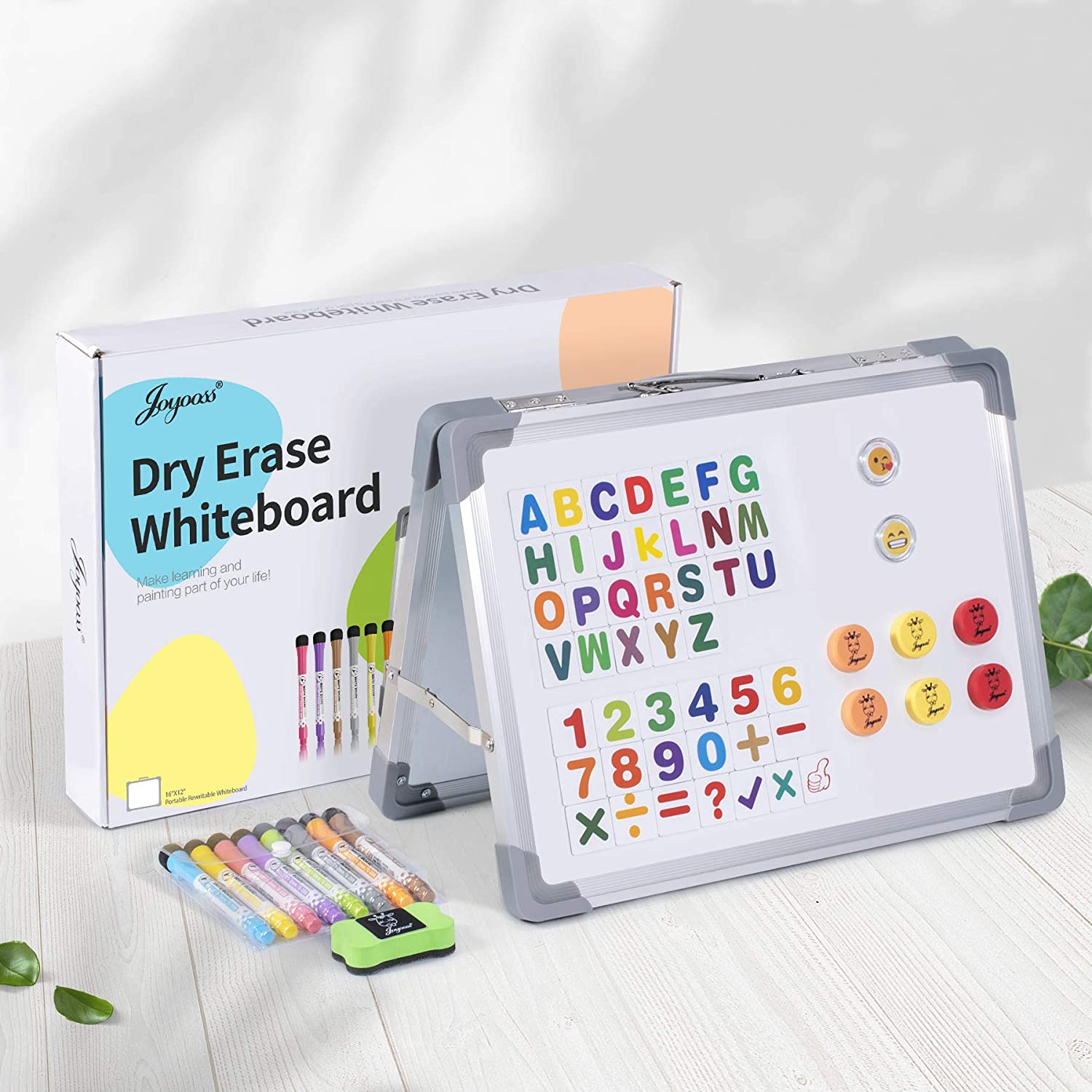 Portable Desktop Tabletop Easel for Kids, 2 Sided Dry Erase Chalkboard & White Board, Dry Erase Easel for Kids, Art Easel Set for Toddler & Kids 3 4