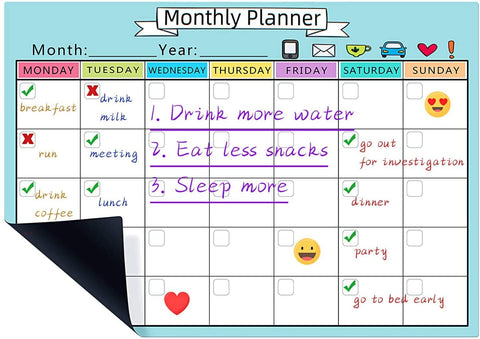 JOYOOSS Magnetic Dry Erase Calendar Whiteboard Sheet Monthly Planner 12 x 17 inch with Markers, Eraser & Magnets