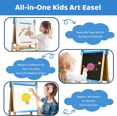 Kids Art Easel Adjustable Wooden Double-Sided BLUE 114