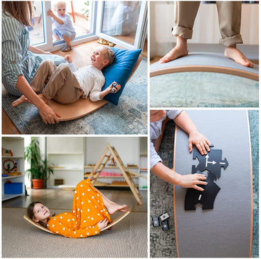 Joyooss Wooden Wobble Balance Board for Kids - Grey